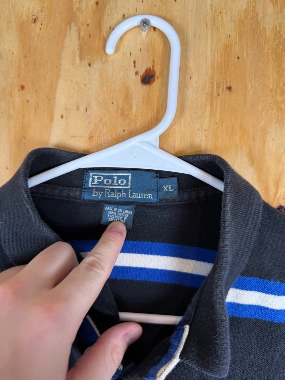 Ralph Lauren Black & Blue Striped Polo Shirt - Men’s XL